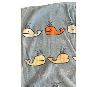 Vintage Hilasal Beach Towel Whale Print El Salvador Bathroom Blue Cotton 27 x 51